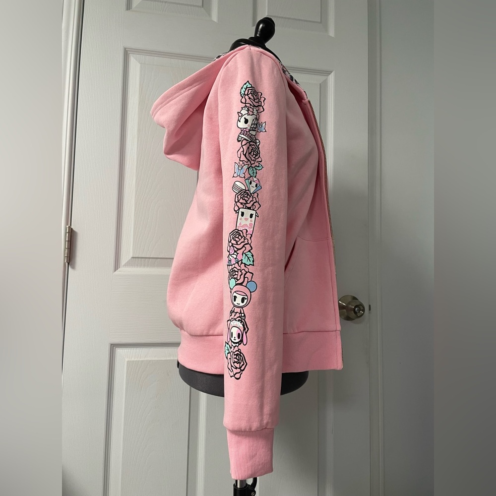 Tokidoki Pink Hoodie Sweatshirt Floral Quartz Small Donutella Unicorno Used - Picture 3 of 16